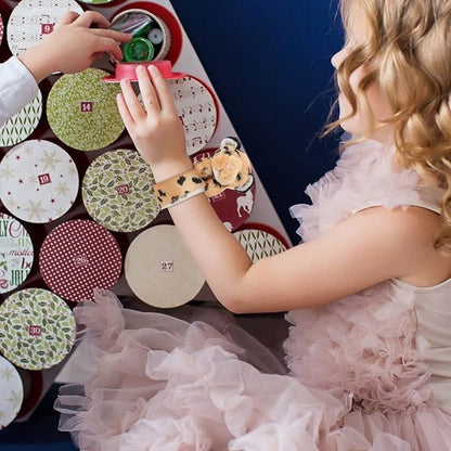 Abaodam Animal Slap Bracelet Leopard Slap Bracelet Plush Stuffed Animal Hugger Snap Wrist Band for Kids Birthday Party Gifts