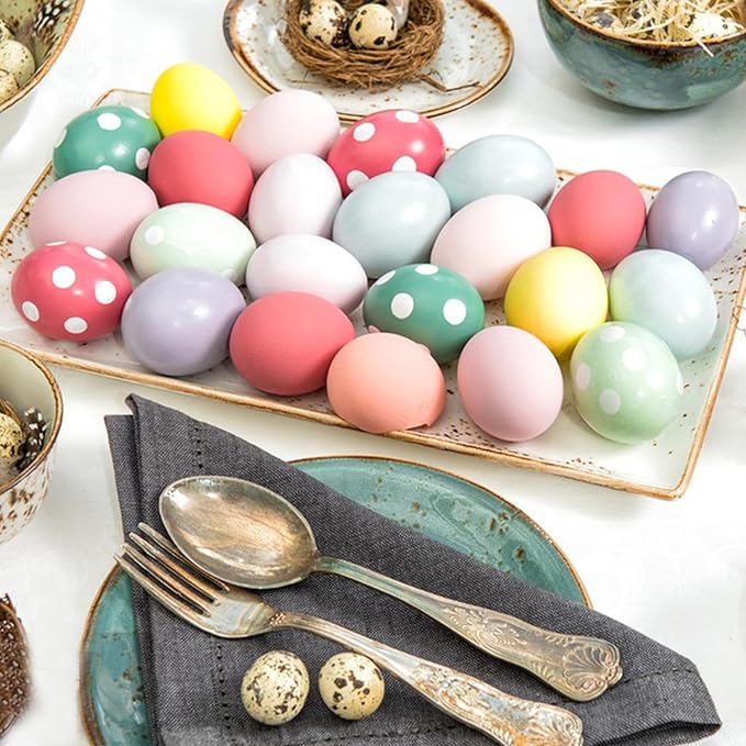 15pcs Wooden Fake Eggs, 3-Color Wooden Easter Eggs, DIY Kitchen Pretend Game Food Set, Children's Kitchen Game Toys, Home Decoration Products, Fake Eggs for Home Farm Decoration