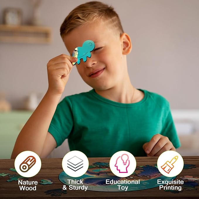 Wooden Jigsaw Puzzles for Kids Ages 4-6, 50 Piece Unique Shape Animal Theme Puzzle - Preschool Learning Educational Toys for Kids 3+, Valentines Day Birthday Easter Gifts for Kids Girls Boys
