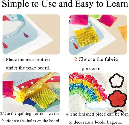 Virtegasas Creative Puzzle Puncture Painting Poke Art DIY Sets, Poking Painting Fabric Art Frenzy Paper Craft Kit Creative Handmade Toys (A)