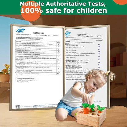 Montessori Toys for 1 Year Old, Montessori Baby Carrots Toy for 6-12 Months, Educational Wooden Carrot Harvest Game for Shape Sorting & Easter Toys, Birthday Gifts for Babies Boys Girls