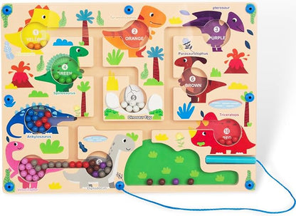 Magnetic Color & Number Maze, Montessori Wooden Color Matching Learning Counting Puzzle Board, Toddler Fine Motor Skills Toys for Boys Girls 3 4 5 Years Old
