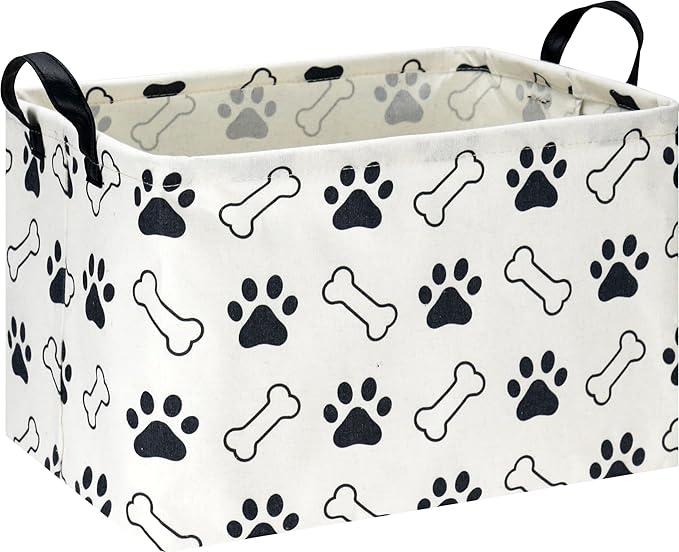 NTAOHAMPER Rectangular Storage Basket,Collapsible Gift Basket with Handles,Kids Toys/Books Box,Room Decor(Paw)