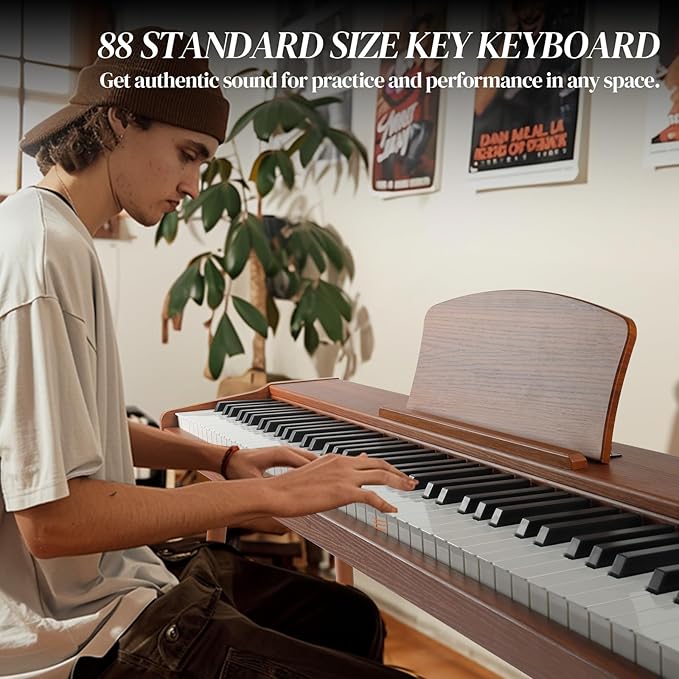 Ktaxon 88 Key Semi-Weighted Keyboard Piano, Digital Piano Keyboard with Professional Triple Pedal, Bluetooth MIDI Function, Advanced Chip and Full Equipment for Beginner (Natural)