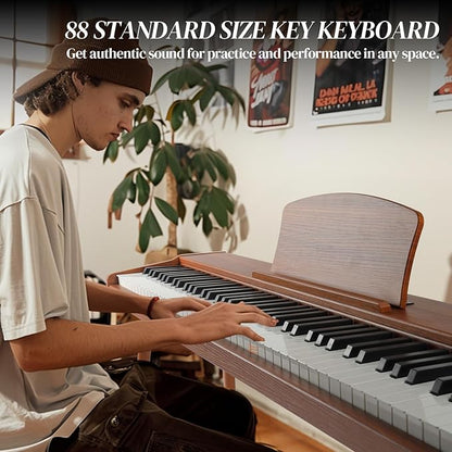 Ktaxon 88 Key Semi-Weighted Keyboard Piano, Digital Piano Keyboard with Professional Triple Pedal, Bluetooth MIDI Function, Advanced Chip and Full Equipment for Beginner (Natural)