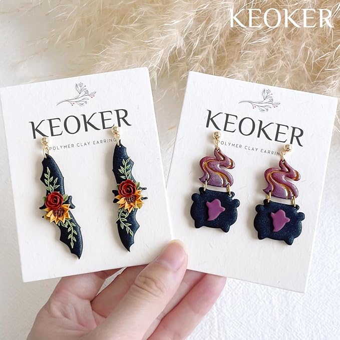 KEOKER Halloween Polymer Clay Cutters - 12 Shapes Cutters for Polymer Clay Jewelry Ghost