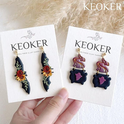 KEOKER Halloween Polymer Clay Cutters - 12 Shapes Cutters for Polymer Clay Jewelry Ghost