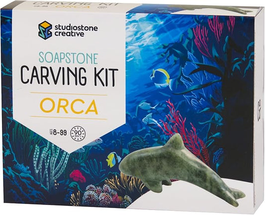 STUDIOSTONE CREATIVE DIY Arts & Crafts Carving Kit Kids Adults Orca Sculpture Soapstone