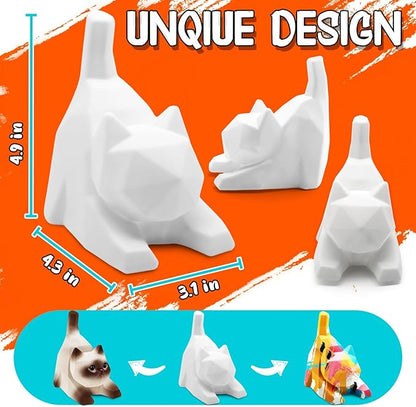 FUNZBO 4.3in Paint Your Own Cat Lamp Kit - Arts and Crafts Supplies Kitten Painting Kits for Kids Teens, DIY Night Light Toy for Toddler Girl Boy Ages 3 4 5 6 7 8 9 10 11 12 13+ Birthday Easter Gift