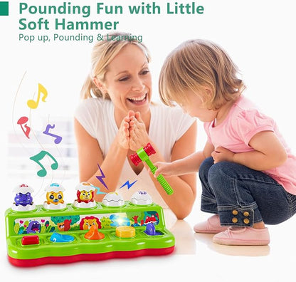 1 Year Old Toys for Boys Girls Birthday Gift, Cause and Effect Animal Pop Up Toy with Music and Light for Toddlers 1-3, Preschool Learning Educational Toys Gifts for Babies 12 Months