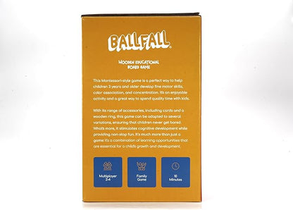 Nene Toys Ballfall, Montessori Toy from 3 Years - Educational Board Game with Colourful Sticks, Dice & Cards - Wooden Toy for Boys and Girls 3-9 Years - Children's Game from 3 Years