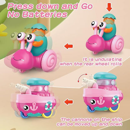 Toddler Toys for 1 Year Old Girl,Press to Go Car Baby Toys 6-12-18 Months,1 Year Old Girl Gifts Push Toy Cars for Toddlers 1-3,1 2 3 4 Year Old Boy Girls Toys First Birthday Gifts Christmas Boat