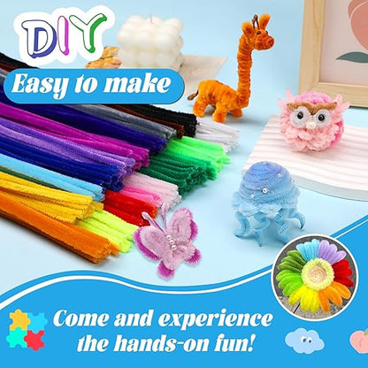 200 Pcs Pipe Cleaners, 20 Colors Creative Chenille Stems Pipe Cleaners Craft, Fuzzy Pipe Cleaners Bulk for Crafts, DIY Pipe Cleaner for Home Arts and Crafts Decorations Supplies
