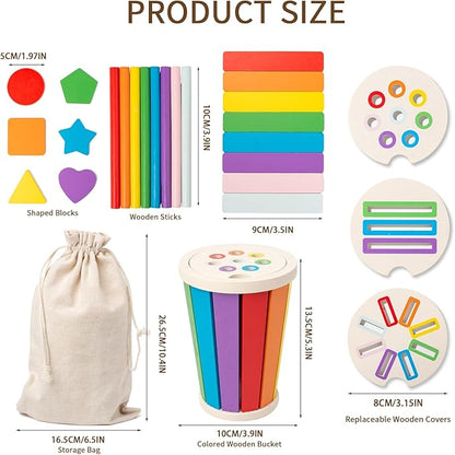 Montessori Toys for 1-3 Year Old, Wooden Color Sorting Learning Toys for Toddlers, Fine Motor Skills Toys for 2-3, Sensory Development Educational Matching Games, 18 Month Old Toys Baby Boys Girls