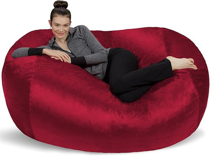 Sofa Sack Bean Bag Lounger - Plush Bean Bag Sofas with Super Soft Microsuede Cover - XL Memory Foam Stuffed Lounger Chairs for Kids, Adults, Couples - Jumbo Bean Bag Chair Furniture 6 Feet - Cinnabar