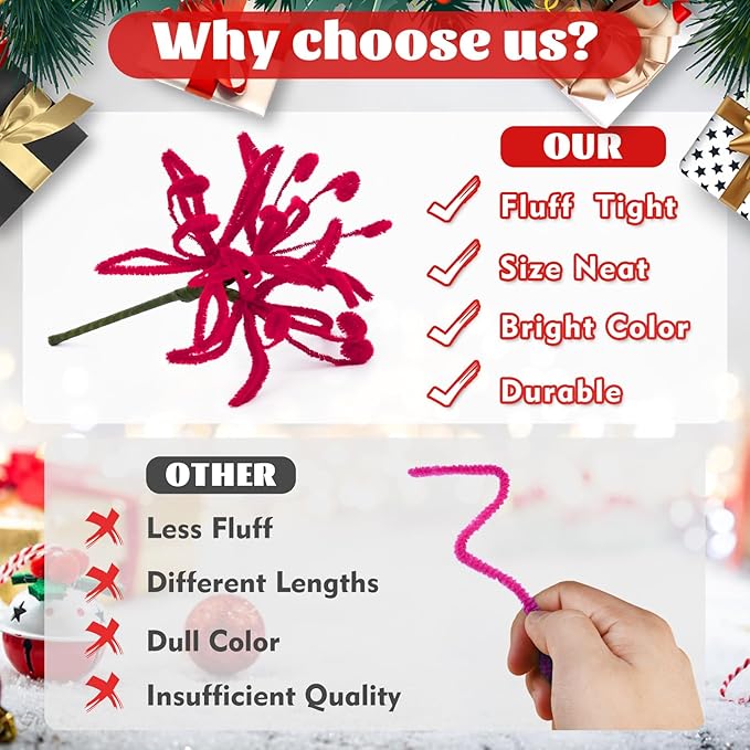 LOKUNN Pipe Cleaners, 200 Pcs White Pipe Cleaners Craft Set, Solid Color Chenille Stems, DIY Arts and Crafts with Adhesive Eyes and Storage Box, Christmas Halloween Decoration Art Supplies