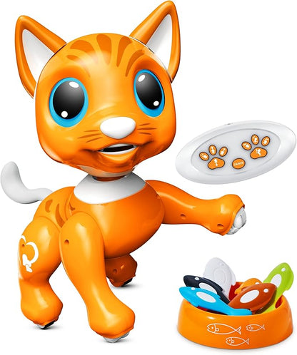 Power Your Fun Robo Pets Cat Toy for Girls and Boys - Remote Control Robot Toy Interactive Hand Motion Gestures, Smart STEM Programmable Treats Toys, Walking, Dancing Robot Pet Cat for Kids
