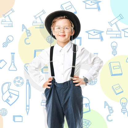 Kavoc 4Pcs Old Lady Costume Accessories Granny Grandma Dress up Eyeglasses Beaded Chain Faux Pearl Bead Necklace and Bracelet