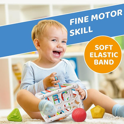 LiKee Montessori Toys for 1+ Years Old, Shape Sorter Baby Toys for Girls Boys Birthday, Colorful 1 2 3 Years Infant Toddler Toy, Learning & Fine Motor Skills 18+ Months (Cuboid)