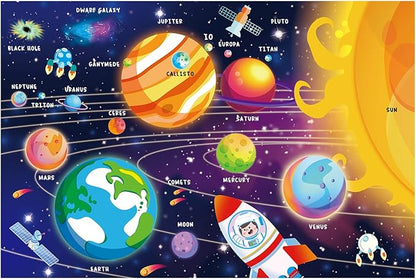 SYNARRY 100 Piece Puzzles for Kids, Space Puzzle for Kids Ages 4-8 Solar System Puzzle for Kids 3-5, 100 Pieces Puzzles for 3 4 5 6 7 8 Year Olds Boys Girls Childrens, Fun Planet Puzzle with Names