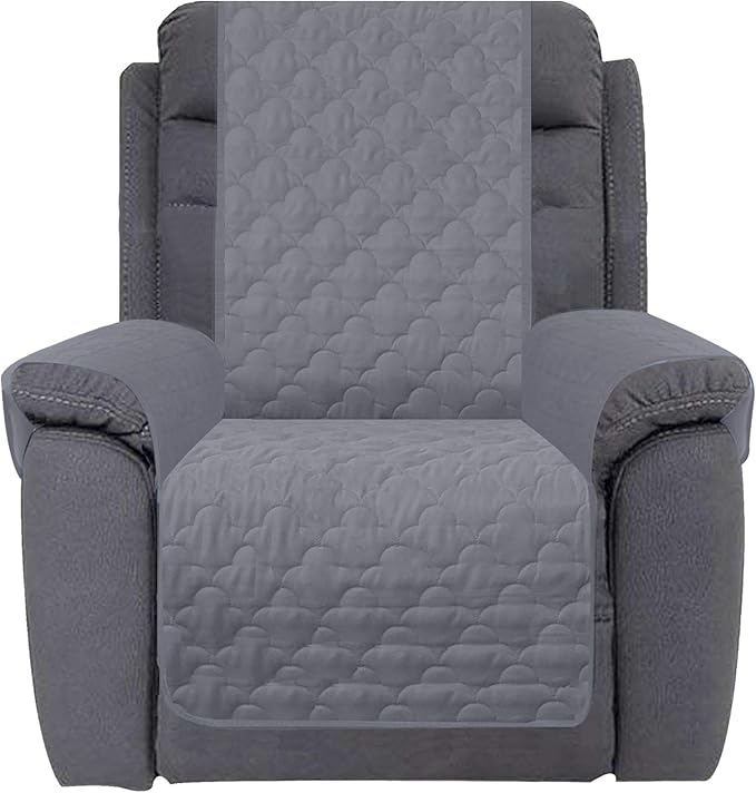 CHHKON Waterproof Nonslip Recliner Cover Stay in Place Dog Couch Chair Cover Furniture Protector, Ideal Loveseat Slipcovers for Pets and Kids (Light Grey, 23'')