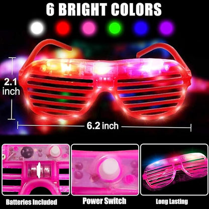 30 Pack LED Glasses Glow in The Dark Party Supplies Glow Sticks Glasses Party Favors Rave Neon Shutter Shades Light Up Glasses Sunglasses Party Favors for Kids/Adults Birthday Wedding Cosplay