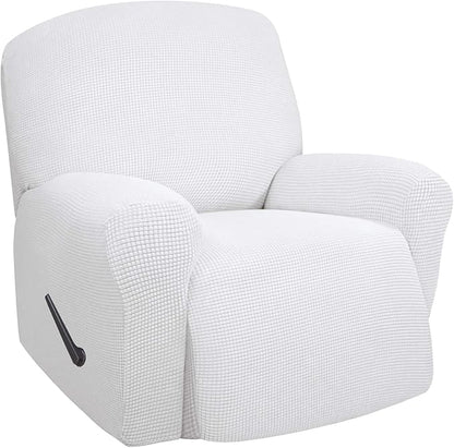 Easy-Going Oversized Recliner Stretch Sofa Slipcover Sofa Cover 1 Piece Furniture Protector Couch Soft with Elastic Bottom Kids,Polyester Spandex Jacquard Small Checks(Oversize Recliner,Snow White)