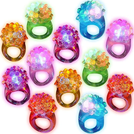 ArtCreativity Light Up Bumpy Rings for Kids, Set of 12, Flashing Accessories for Boys & Girls in Assorted Colors, Light-Up Party Favors for Children, Goodie Bag Fillers and Stocking Stuffers