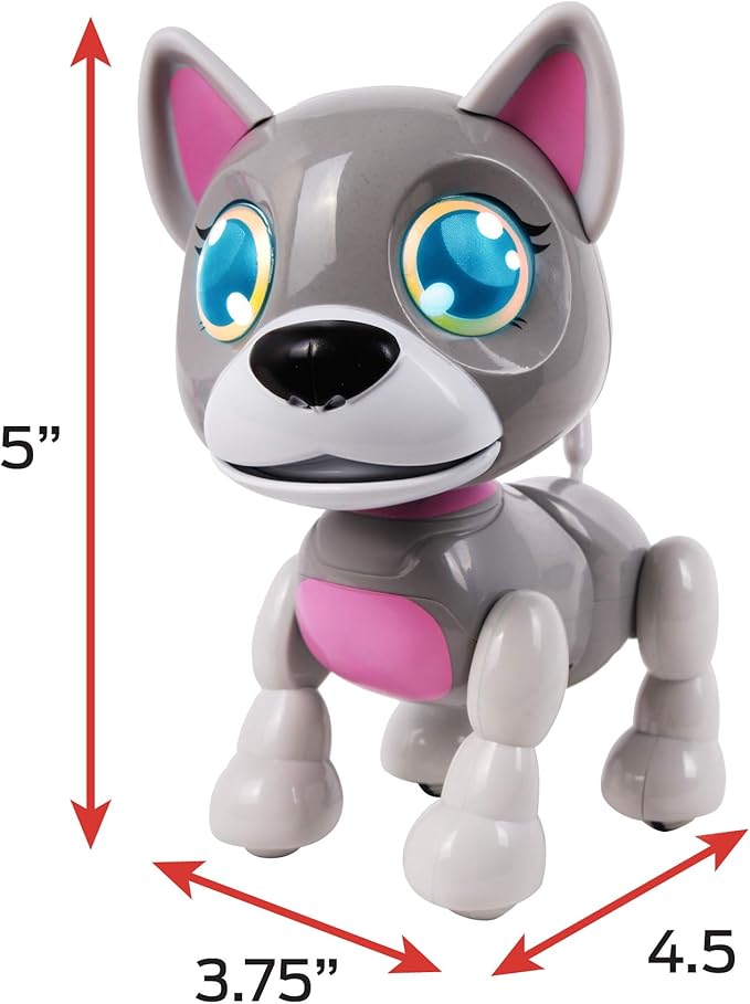 NKOK USB PetBotz - Robo Puppy, Rechargeable, Miniature, Interactive pet Robot, Lights up, Sound Activated, Makes Noises on Command, Comes with pet Bowl and Bone, USB Charger Included