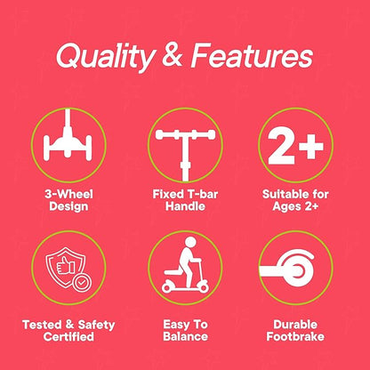 3 Wheel Scooter for Kids, Smooth Light Up LED Front Wheels, Wide Anti Slip Deck, Rear Foot Brake, Easy Lean to Steer Maneuvering, Indoor & Outdoor Ride On Toys for Ages 2 Up,