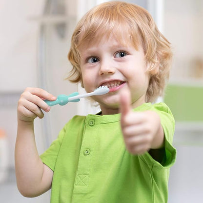 Patelai 12 Pcs Toddler Toothbrush for Age 2+, Children Disposable Manual Toothbrush Bulk with Suction Cup for Upright Storage, Soft Individually Kids Toothbrush Set with Dust Covers