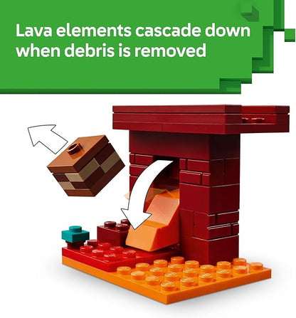 LEGO Minecraft The Nether Lava Battle Toy and Playset - Building Minecraft Toy for Kids, Ages 6+ - Alex, Wither Skeleton, Blaze and Strider Figures for Pretend Play - Gift Idea for Birthdays - 21266