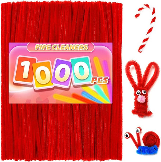 Praisebank 1000pcs Red Pipe Cleaners, Pipe Cleaners, Pipe Cleaners for Crafts.
