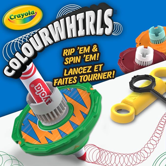 Crayola Colourwhirls (3ct), Spin Art Toy, Spinning Top Toy for Kids, Arts & Crafts Kit, Gift for Boys & Girls, Ages 6, 7, 8
