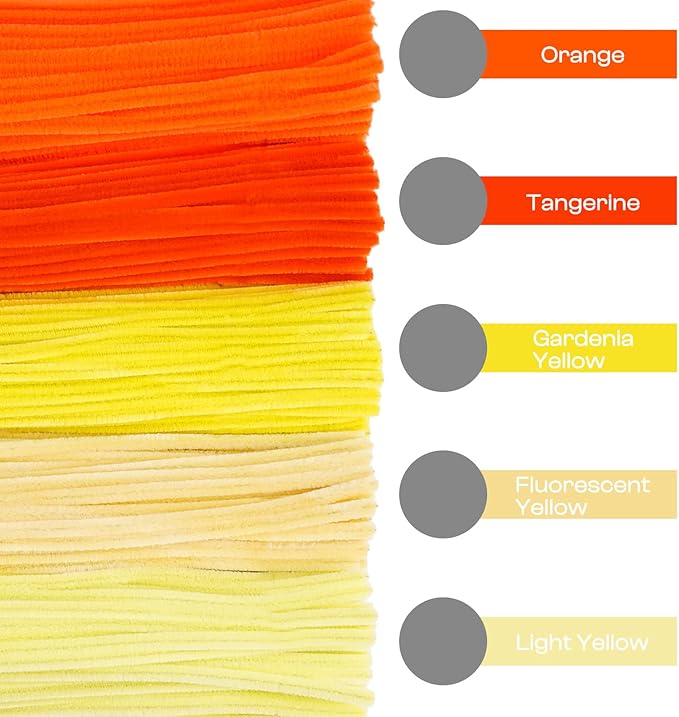 Caydo 500 Pieces Orange Pipe Cleaners, Chenille Stems, Pipe Cleaner Crafts for DIY Art and Craft Projects Creative Gift Party Decorations