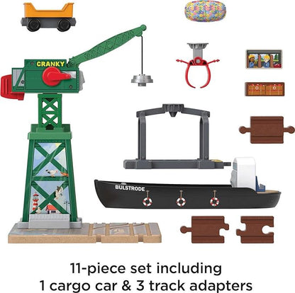 Thomas & Friends Wooden Railway Toy Train Set Brendam Docks Wood Playset with Cranky The Crane for Preschool Kids Ages 3+ Years (Amazon Exclusive)