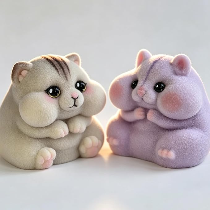 2-Pack Cute Squeeze Handmade Taba Squishy Cat & Hamster Toy Set, Ultra Soft Silicone Squishy Fidget Gift for Adults & Kids (2-Pack Hamster & Cat Set)