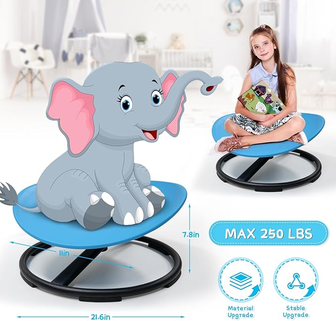 Kids Sensory Swivel Chair, Sensory Spin Chair for Autism Kids, Body Coordination Training Chair, Spin Seat, Metal Base, Non-Slip Design