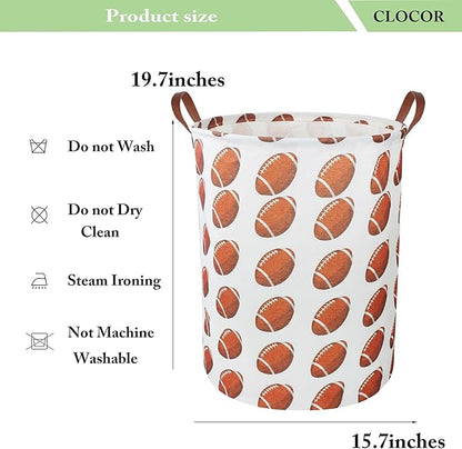 CLOCOR Kids Laundry Basket,Waterproof Nursery Hamper for Baby Boy,Football Storage Baskets for Boys Bedroom,Kids Toys Storage Bin,Room Decor,Gift Basket（Rugby