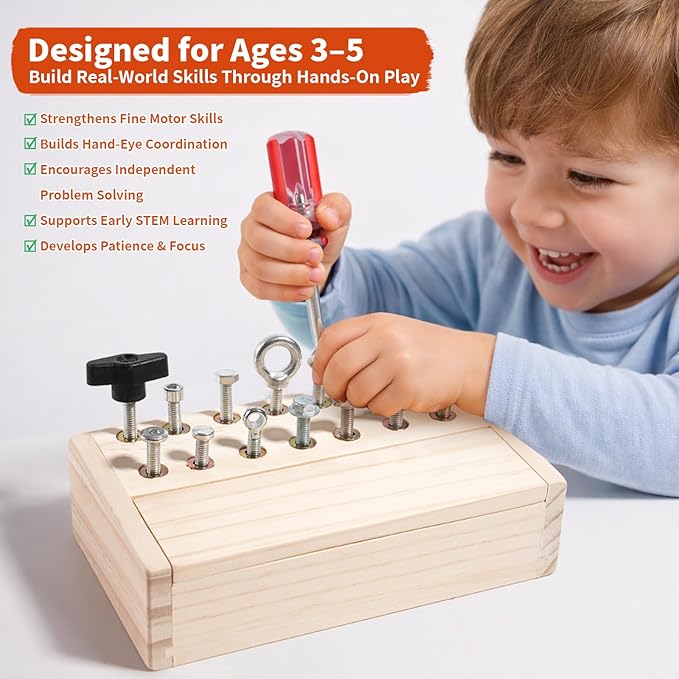 INIFEIDALA Kids Tool Set,Montessori Toys for 3 4 5 Year Old,Montessori Screwdriver Board Set,Sensory Preschool Learning for Toddler Travel,Fine Motor Skills - STEM Toys