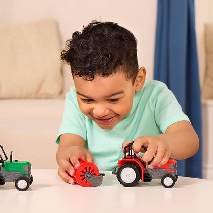 Driven Farm Tractor Toy with Detachable Rotary Hoe & Realistic Engine Sounds - Light-Up Headlights & Interactive Features - Educational Vehicle Toys for 3 Year Old Boys - Batteries Included