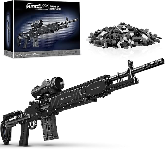Finger Rock MK14 Building Blocks Set for Adults, 1:1 Simulation Model Toy with Shooting Function, Cool DIY Collectible Building Bricks Gifts for Boys 14+, 1606 Pcs