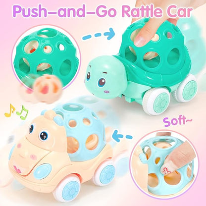 AmiDear Baby Gift for 1-2 Year Old Girl, 10-in-1 Montessori Toys Bus for Baby 6-12-18 Months+, First Christmas and Birthday Gifts, Blue Educational Musical Sensory Learning Toddler Toys Age 1-2