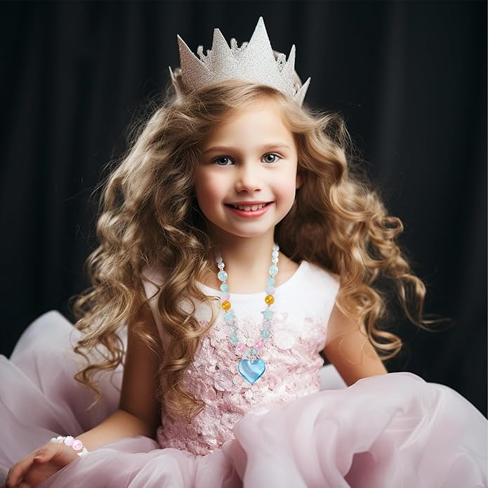 PinkSheep Toddler Jewelry Kids Jewelry Kids Necklace Choker and Bracelet 3 Pack 9pcs, Little Girls Jewelry In Box, Flower Girl Gift Kids Girls Accessories