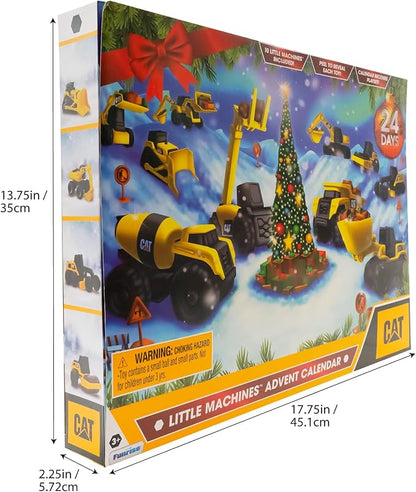 CAT Construction Toys, Little Machines Advent Calendar - Kids Toys for Ages 3 and Up - 24 Piece Set with 10 Little Machines Vehicles & Magic Insta-Dirt!