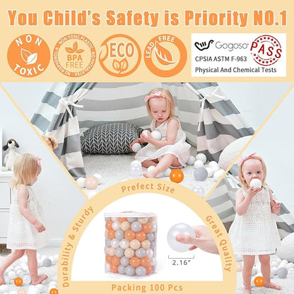 GOGOSO Ball Pit Balls for Toddles, Kids Plastic Balls for BallPit, Pool, Baby Party Accessories, Birthday Decoration 50 100 200 500 1000
