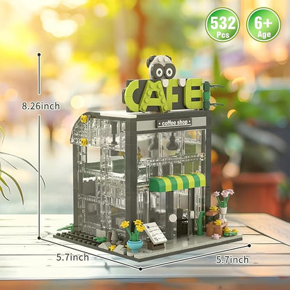 532pcs City Street Coffee Shop Building Blocks - Friend House Building Set, STEM Creative House Model, Great Present for Kids Boys Girls Ages 6+