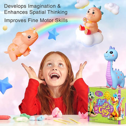 FlyFlag Air Dry Clay - 50 Colors, Soft & Ultra Light, Modeling Clay for Kids with Accessories, Tools and Tutorials