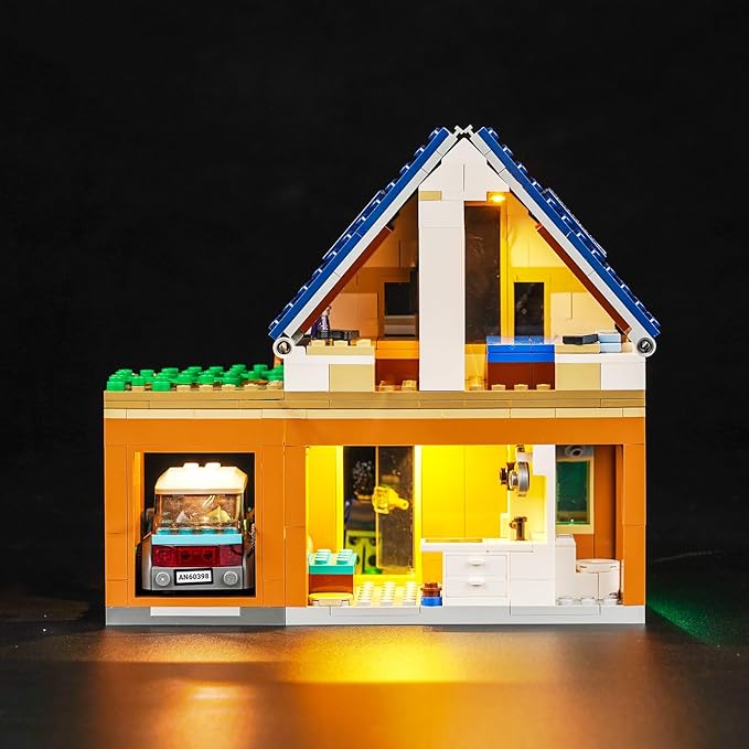 VONADO LED Light Kit Compatible with Lego City Family House and Electric Car 60398, Creative Lighting Set Accessories Compatible with Lego 60398 Building Set (Lights Only, No Models)