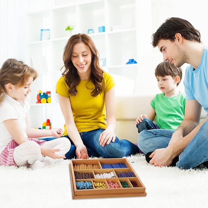 Leader Joy Montessori Math Materials Bead Decanomial with Box for Early Preschool Learning Toy